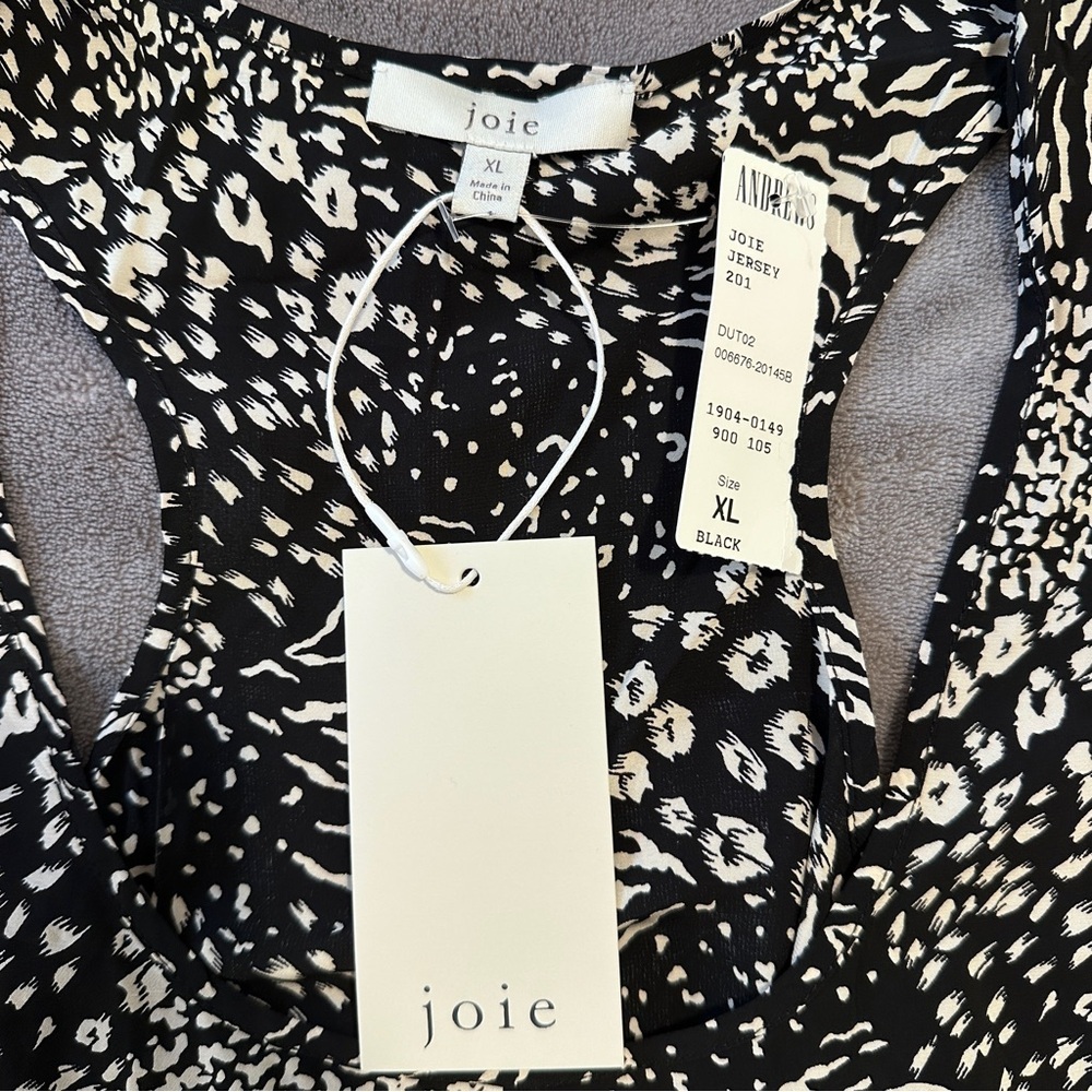 Joie Black White Patterned Sleeveless Blouse Tank Top Size XL Women’s NWT - Picture 5 of 7